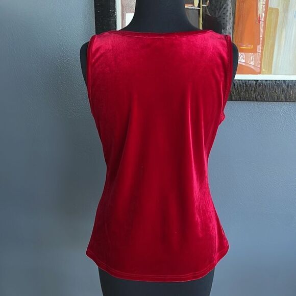 A.Z.I. deep cherry stretch velour tank. Medium. - Picture 3 of 4